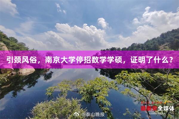 引颈风俗，南京大学停招数学学硕，证明了什么？