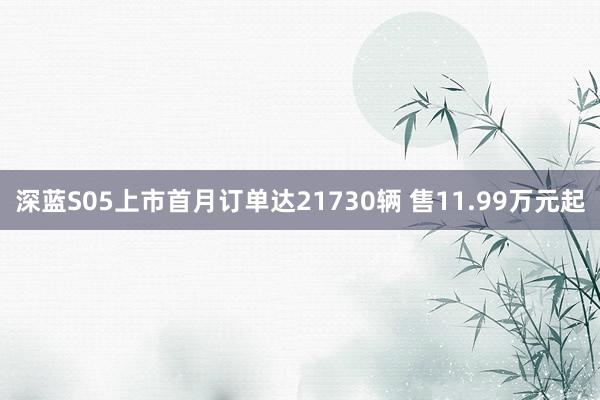 深蓝S05上市首月订单达21730辆 售11.99万元起