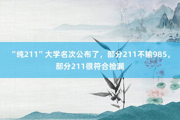 “纯211”大学名次公布了，部分211不输985，部分211很符合捡漏